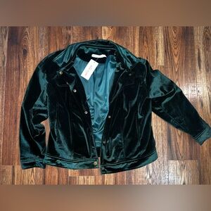 NWT- Velvet Green Bomber Jacket XXL